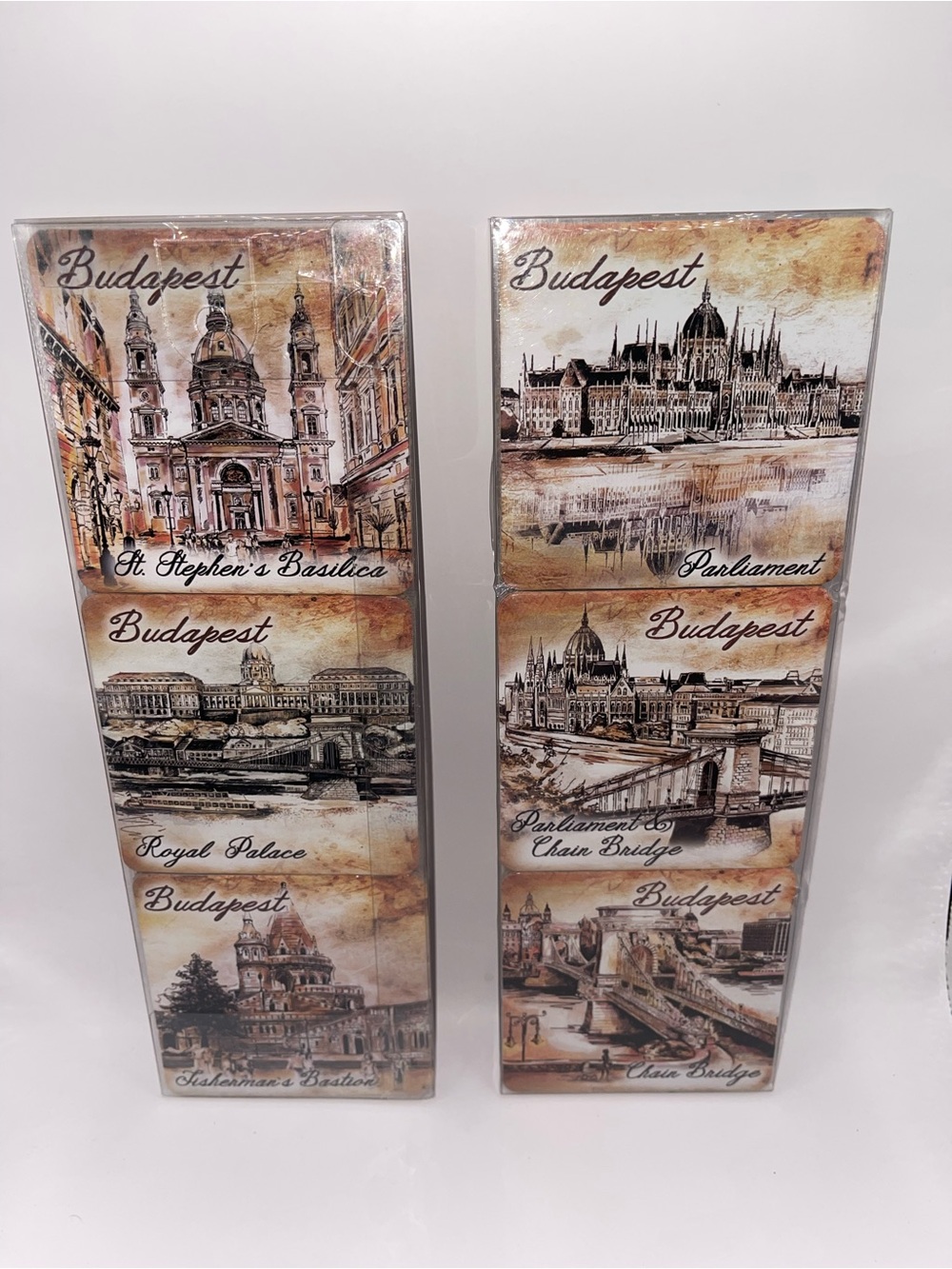 New Budapest Hungry Souvenir Cork Back Drink Coasters Set of 6 Different Scenes